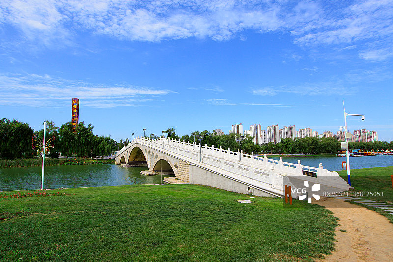 河北丰南惠丰湖公园桥梁图片素材