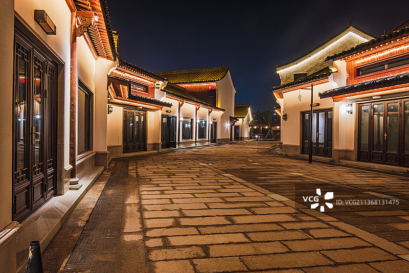 杭州富阳新登老街夜景图片素材