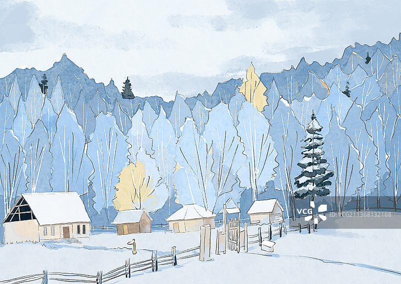 冬天禾木图片素材