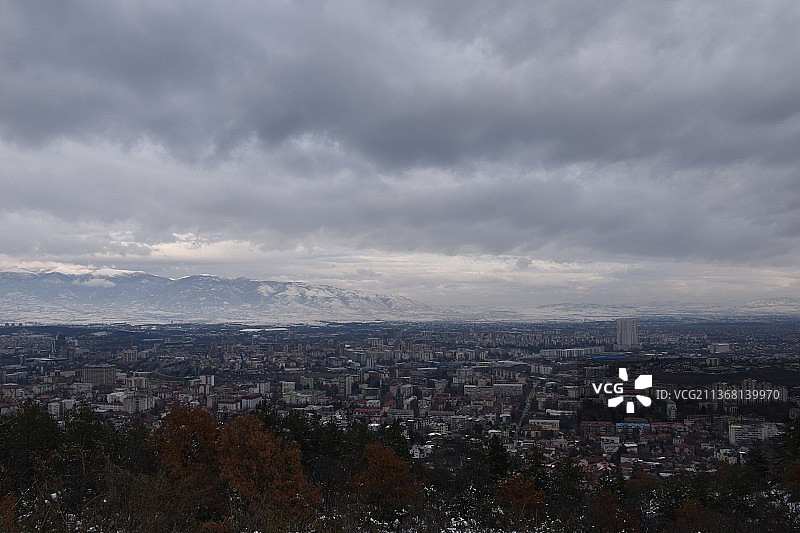 城市景观高角度视图，斯科普里，马其顿图片素材