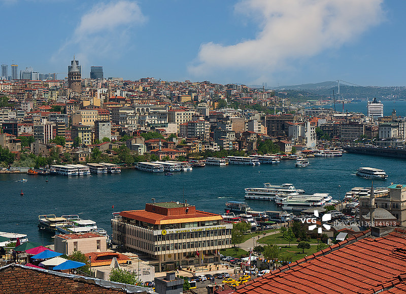 土耳其伊斯坦布尔金角湾两岸风光图片素材