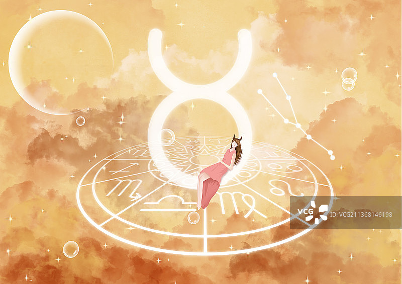金色金牛座星座梦幻唯美星空壁纸图片素材