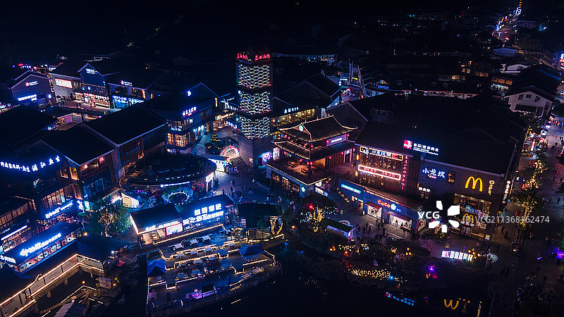 阳朔县城西街夜景图片素材
