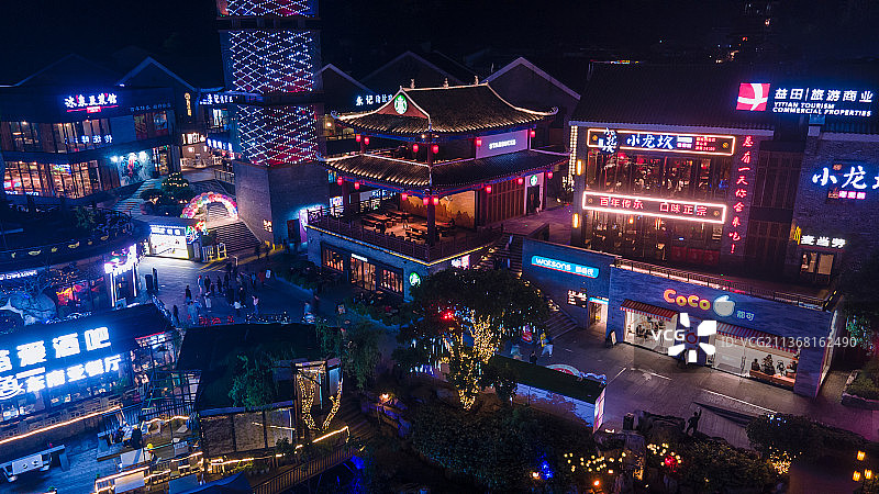 阳朔县城西街夜景图片素材