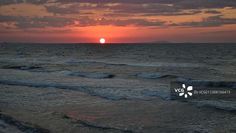 意大利日落时分的海景图片素材