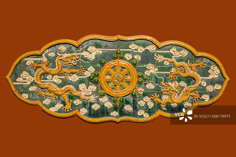 北京琉璃瓦二龙戏珠图片素材