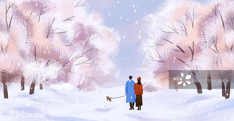 情侣，下雪，散步，浪漫图片素材