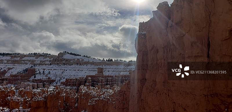 犹他州的秋天，初雪，雪山全景，纳瓦霍环线步道，美国图片素材