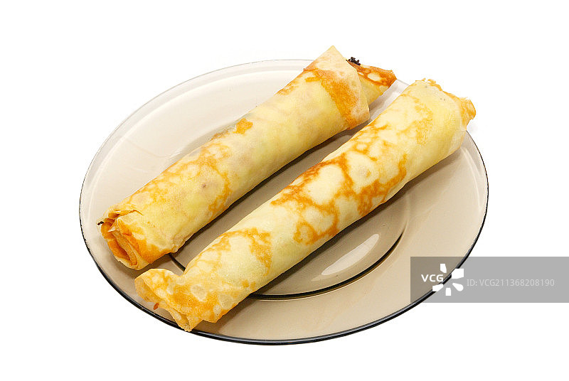 盘子里两个甜煎饼图片素材