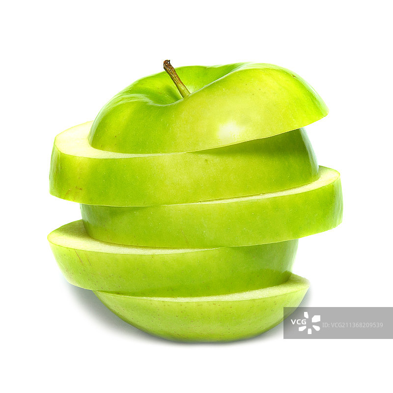 青苹果切片，史密斯奶奶青苹果特写图片素材