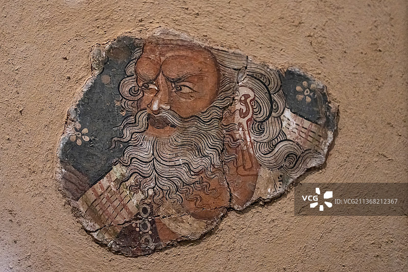 吉美博物馆新疆库车、拜城地区佛教洞窟壁画残片图片素材