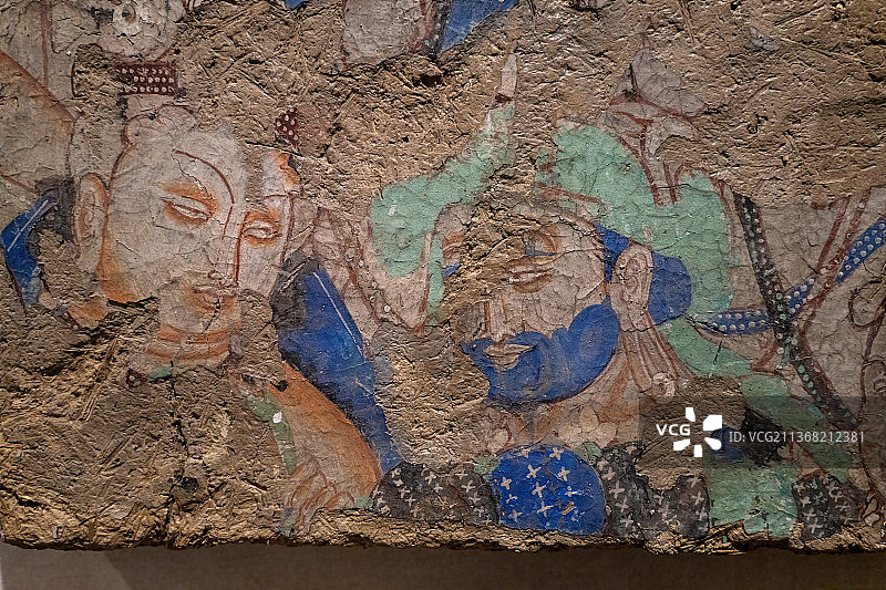 吉美博物馆新疆库车、拜城地区佛教洞窟壁画残片图片素材