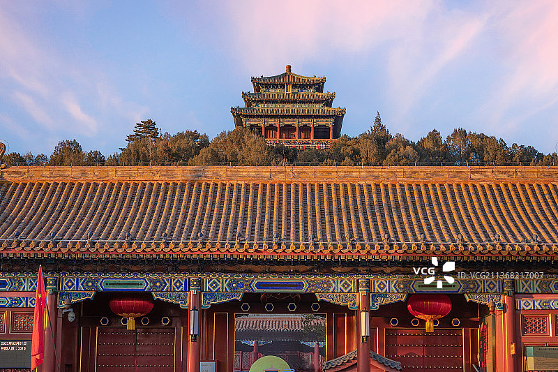 北京景山公园门图片素材