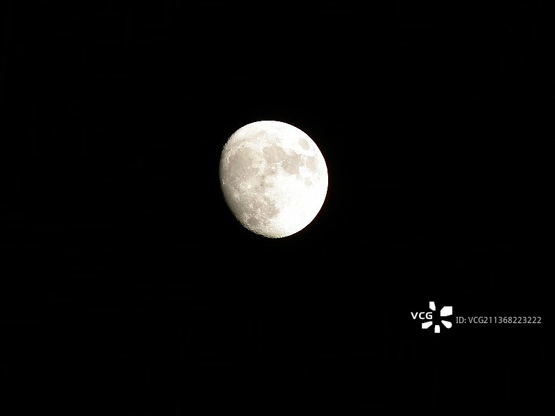 夜晚，仰视爱尔兰卡洛晴朗天空中的月亮图片素材