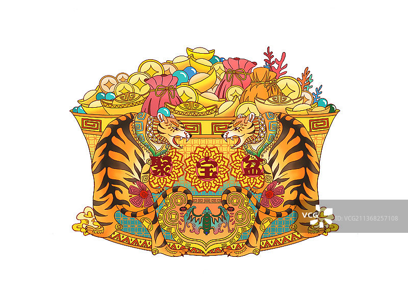 虎虎生威聚宝盆图片素材