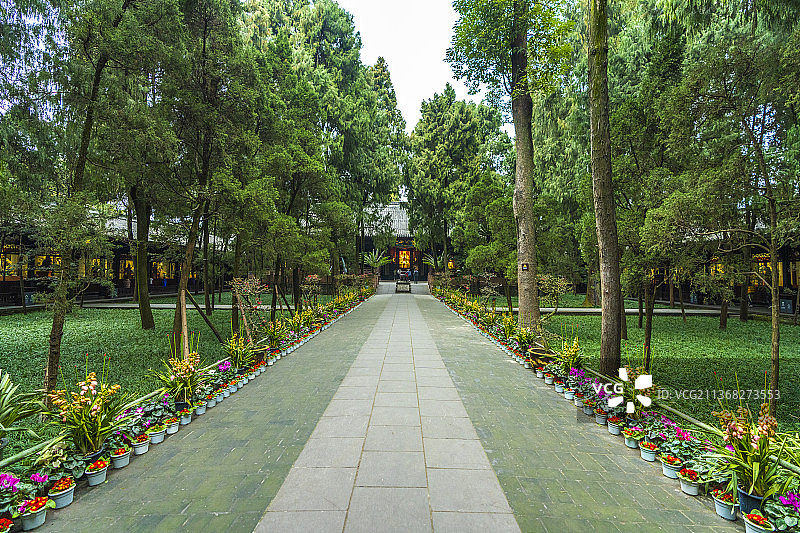 武侯祠 汉昭烈庙 三义庙 刘备 汉昭烈墓 诸葛亮 孔明 刘湘墓 成都 四川 唐碑 古建筑 红墙 绿竹图片素材