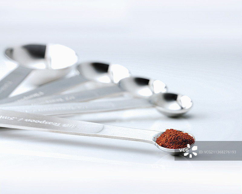 小量勺中的辣椒粉图片素材