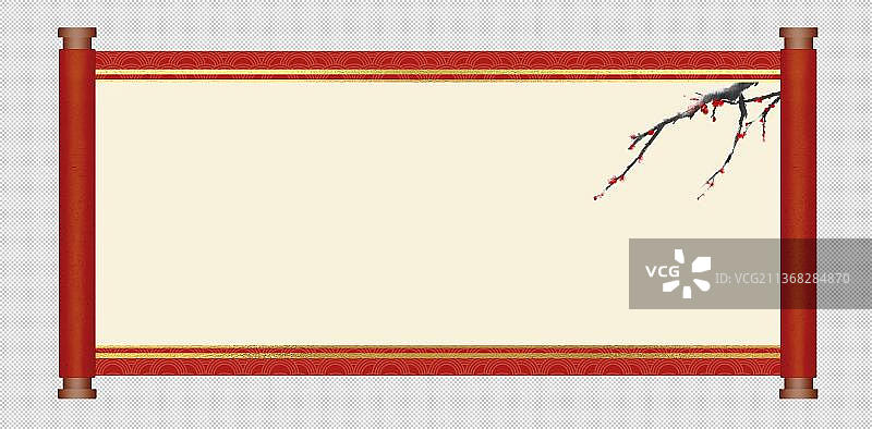 中国风红色卷轴素材图片素材