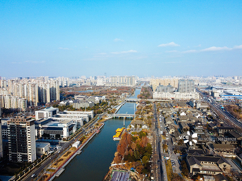 盐城 海盐博物馆 中海天钻 金融城 永兴寺 盐商会馆 串场河 开放大道 兴业大厦图片素材