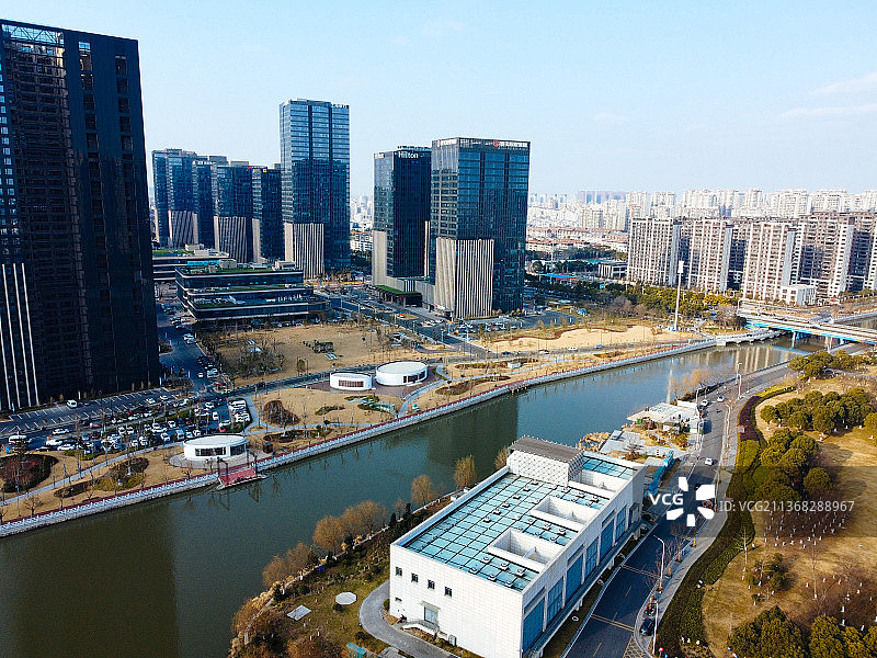 盐城 海盐博物馆 中海天钻 金融城 永兴寺 盐商会馆 串场河 开放大道 兴业大厦图片素材