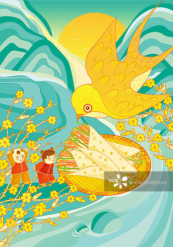 国风节气立春春天插画图片素材