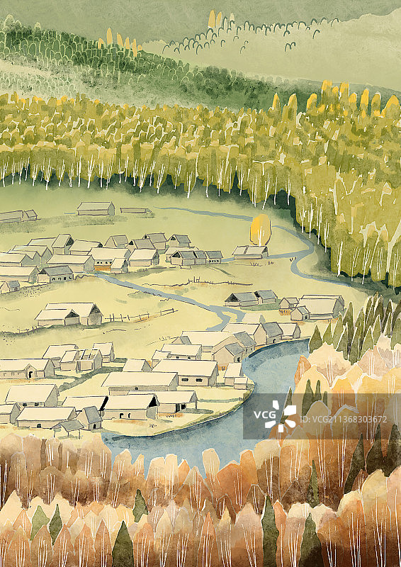 秋天禾木图片素材