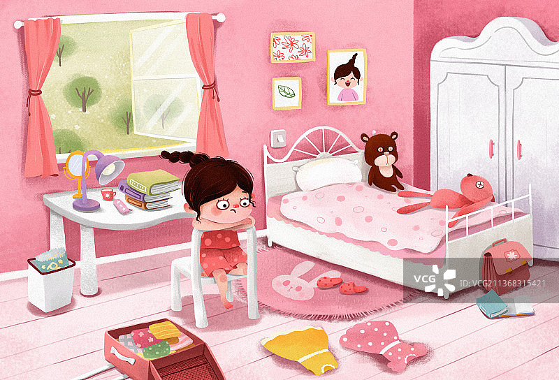 小女孩粉色房间图片素材