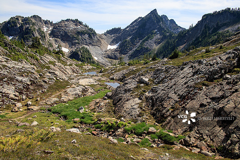 美国华盛顿州斯诺霍米什县哥特盆地的山景图片素材