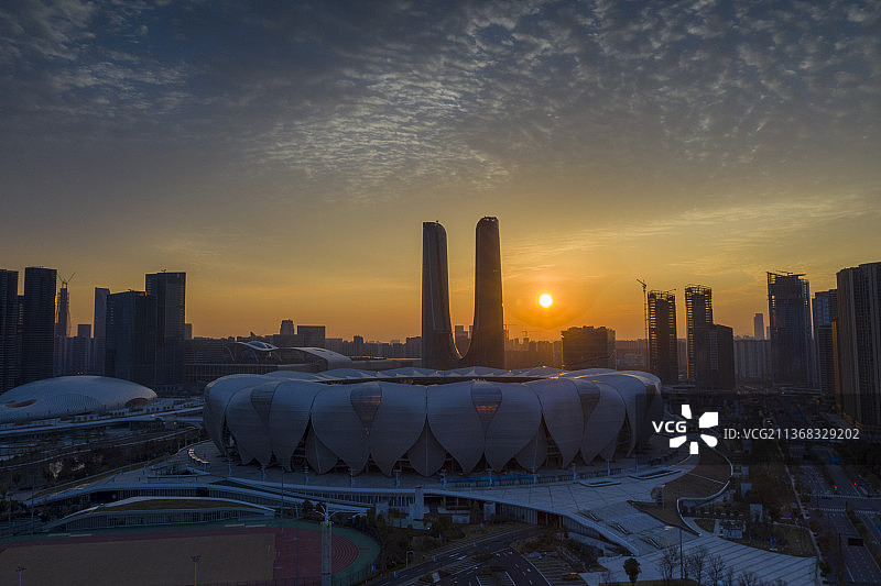 浙江杭州市奥体中心大莲花亚运主会场图片素材