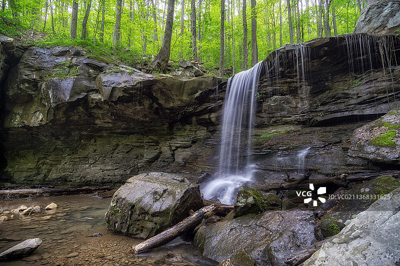 美国田纳西州摩根县瀑布森林风光图片素材