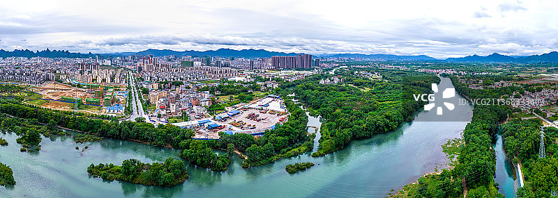 桂林叠彩建筑风光航拍图片素材