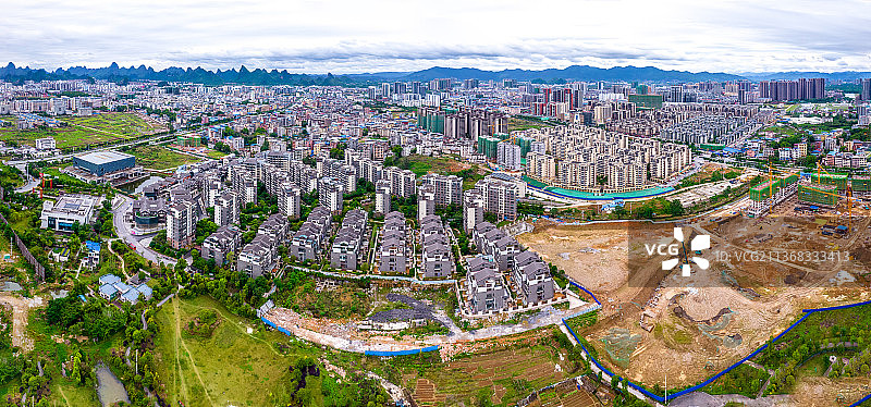 桂林叠彩建筑风光航拍图片素材
