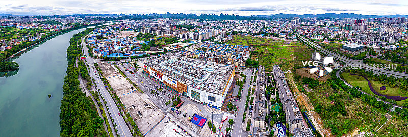 桂林叠彩建筑风光航拍图片素材