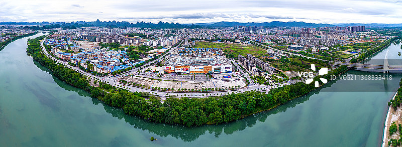 桂林叠彩建筑风光航拍图片素材