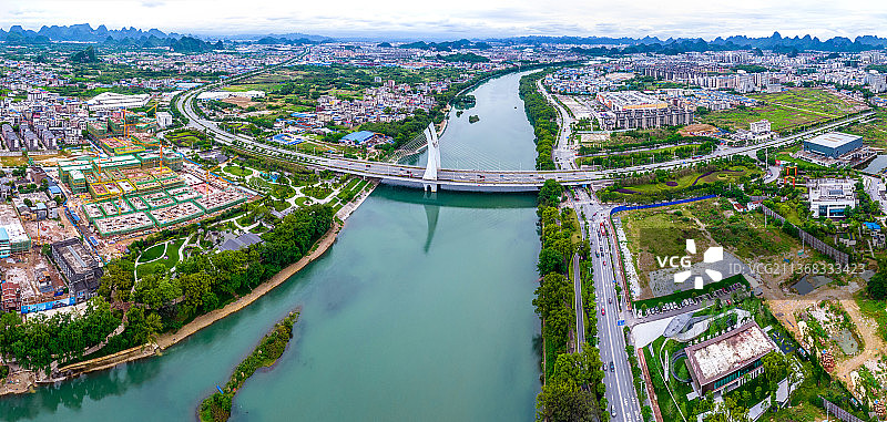 桂林叠彩建筑风光航拍图片素材