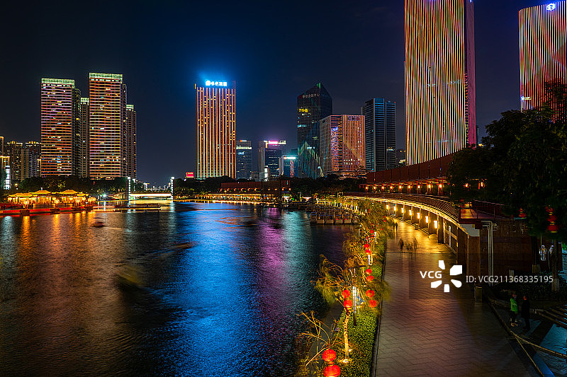 中国佛山南海区千灯湖公园夜景图片素材