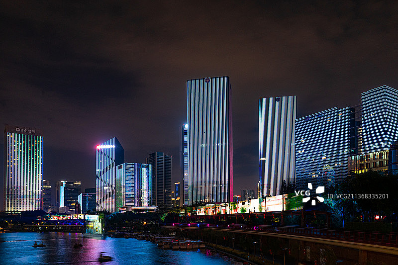 中国佛山南海区千灯湖公园夜景图片素材
