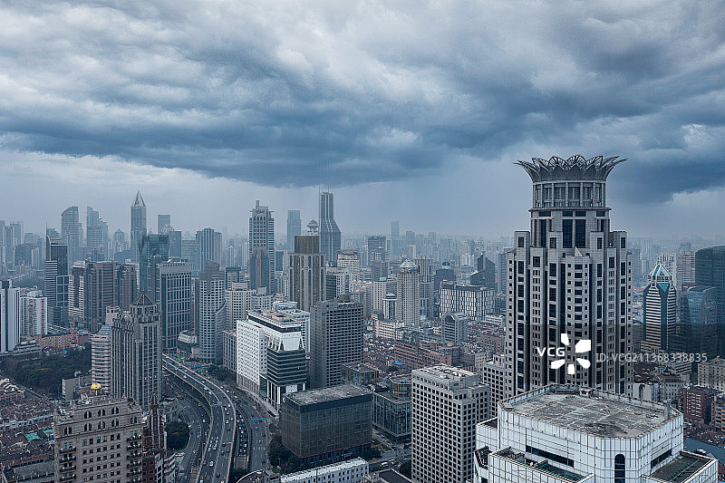 北半球中国超级都市上海城市航拍图片素材