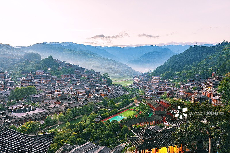 西江千户苗寨的清晨图片素材