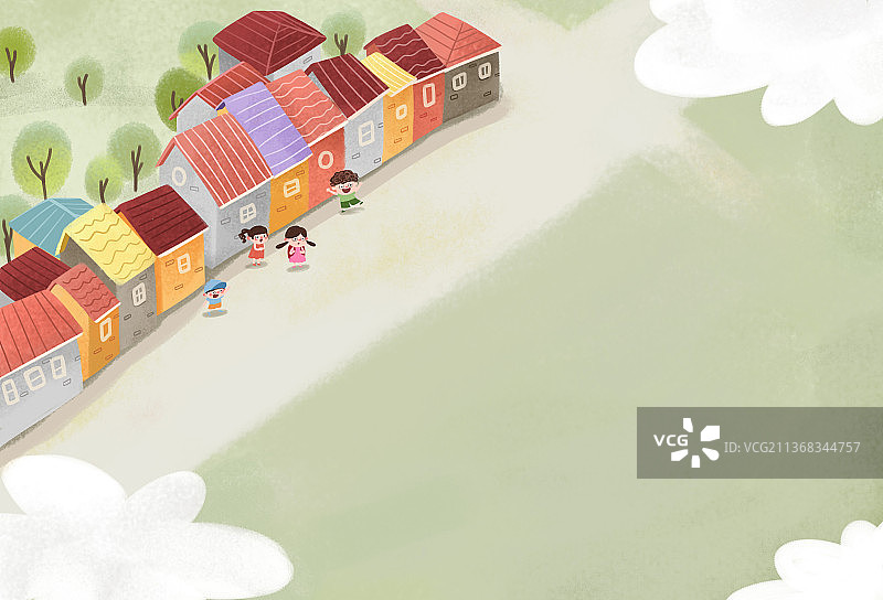 卡通手绘可爱俯视背景图片素材