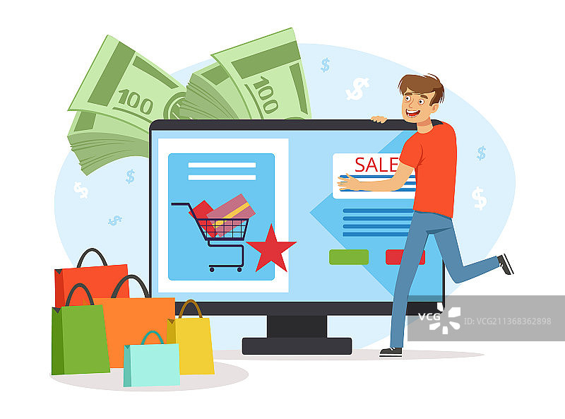 沉迷购物的男人的坏习惯图片素材