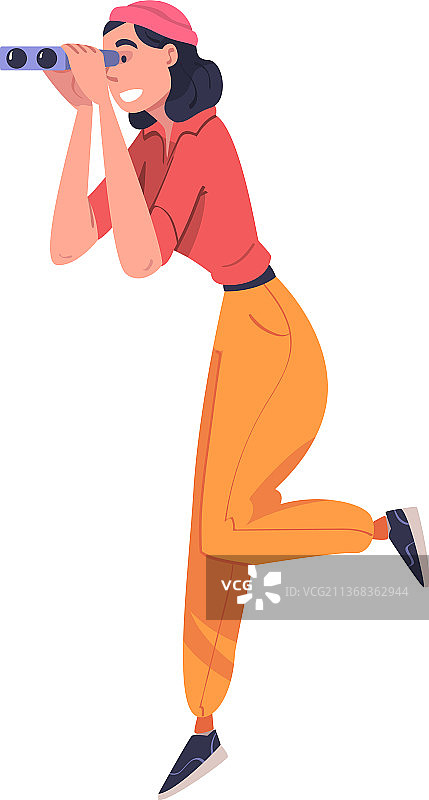 正在看有趣东西的女人图片素材