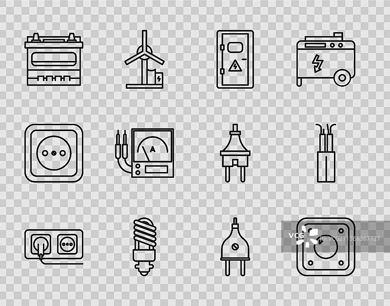电源插座灯开关柜图标组合图片素材