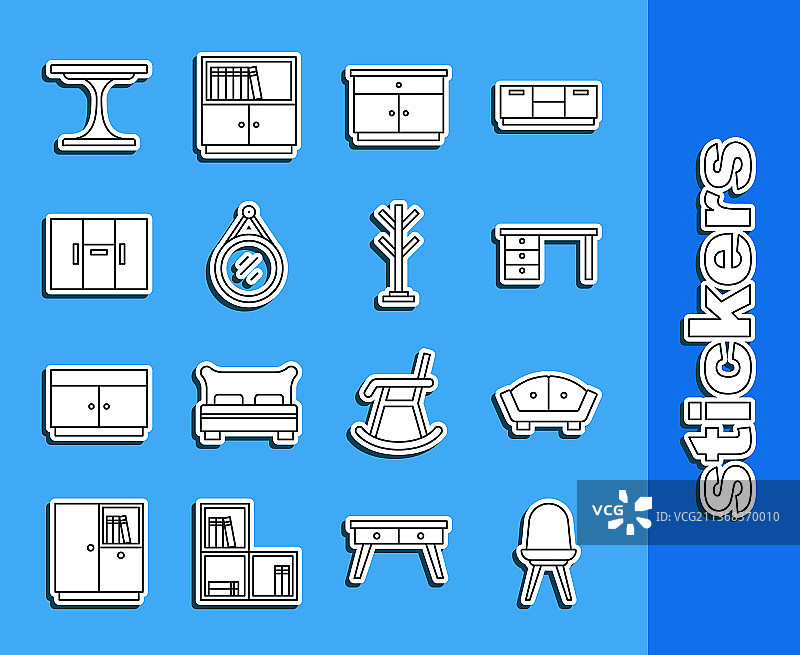椅子沙发办公桌家具线条图标图片素材