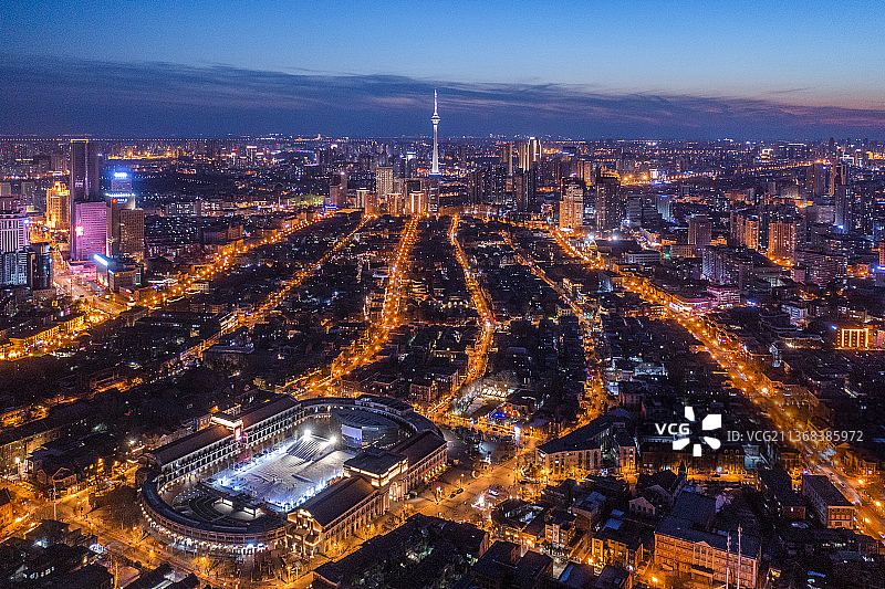 天津五大道及民园广场夜景图片素材