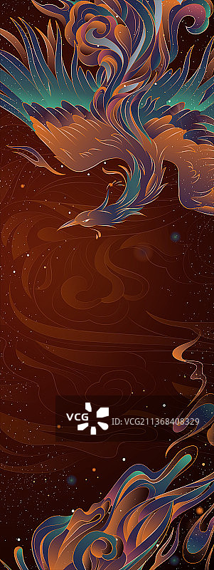 复古的凤凰彩色图案图片素材