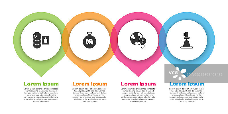 含矿物岩石的油桶展览套装图片素材