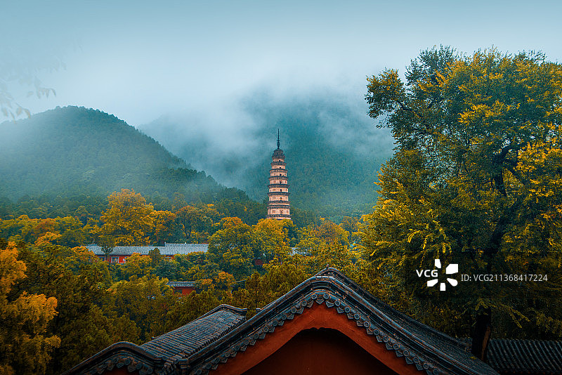 航拍灵岩寺图片素材