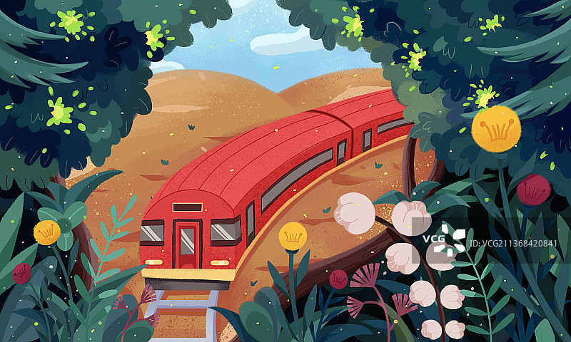 开往春天的列车插画图片素材