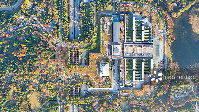 航拍武汉自然博物馆/园博园内图片素材